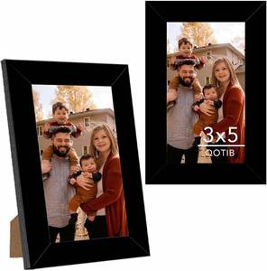 lot 68334 image: 3x5 inch  No Mat 2 Packs 3x5 Picture Frame Black, Engineered Wood 3 x 5 Photo Frame, 3 by 5 Photo Poster Frame for Wall Hanging and Tabletop Set of 2, Black