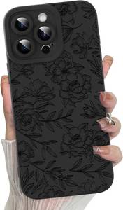 lot 68337 image: MZELQ for iPhone 16 Pro Case Flower Pattern Rose -Black