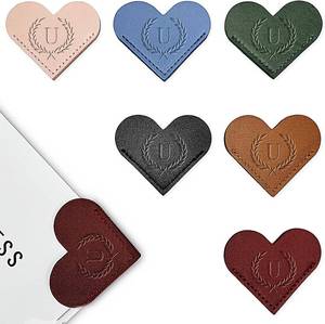 lot 68354 image: Letter U Initials Leather Heart Bookmarks 6 Pieces Cute Bookmark Couple Gift