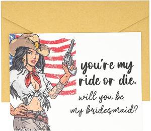 lot 68356 image: Cowgirl Bridesmaid Proposal Card   Western Country Disco Theme Will You Be My BridesmaidMaid of Honor Perfect for Bridesmaid Boxes & Wedding Proposal Gifts