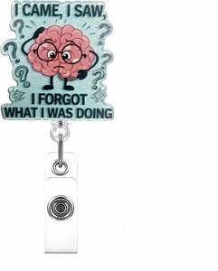 lot 68357 image: Nurse Badge Reels Cute Doubtful Emoji Retractable Badge Holder Acrylic Name ID Tag with Alligator Clip & Durable Nylon Cord, Funny Nursing Gifts for Nurses Doctors Medical Worker