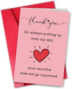 lot 68360 image: 8 x 5.3 x 0.1 inches Octliff Funny Anniversary or Birthday Card for Husband Wife Partner, Adult Humor Valentines Day Card for Boyfriend Girlfriend, Sarcastic Profanity Greeting Card with Heart - Blan