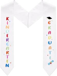 lot 68361 image: Kids Kindergarten Graduation Sash, Unisex Preschool Graduation Stole with Colorful Word