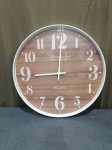 lot 968 image: Westminster Clock Company London Wall Clock White Frame Wood Dial