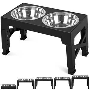 lot 980 image: Niubya Elevated Dog Bowls with 2 Stainless Steel Dog Food Bowls, Raised Dog Bowl Adjusts to 5 Heights (3.15, 8.66, 9.84,11.02, 12.2) for Small Medium and Large Dogs