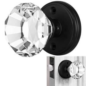 lot 981 image: Balin Designs Crystal Door Knob with Lock, Glass Door Knobs Interior PrivacyPassage Set, Vintage Decorative Antique Style Handle for Bedroom, Bathroom, Closet (Clear, Passage Function - 1 Pack)