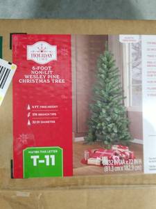 lot 1005 image: Holiday Time 6-Foot Non-Lit Wesley Pine Christmas Tree 378 Branch Tips