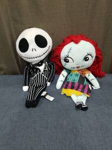 lot 1040 image: Disney Tim Burtons The Nightmare Before Christmas Plush Figures Pair