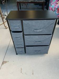 lot 44 image: Storage Dresser 7 Drawer with Fabric Bins and Top Surface
