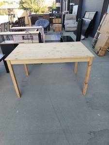 lot 2696 image: Ikea Wooden Dining Table with Four Square Legs