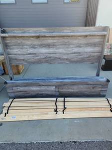 lot 2703 image: Queen Size Bed Frame with Storage Drawers and Slats