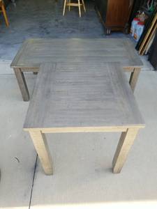 lot 2720 image: GREY COFFEE TABLE AND END TABLE Some Damage See Pictures