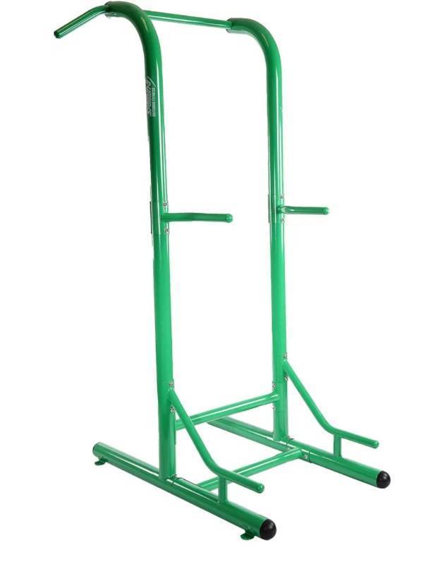 lot 29595 image: Stamina Pull Up Bar Tower & Dip Station, Free Standing Outdoor Home Gym Equipment - Adjustable and Portable Workout Stand  - Retail $349