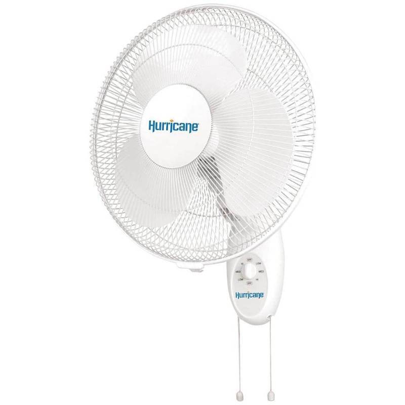 lot 29604 image: Hurricane 16  Supreme Oscillating Wall Mount Fan with Easy Pull Cords and 3 Quiet Speeds - Retail $39