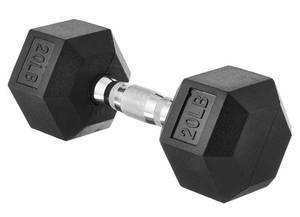 lot 29626 image: Pair of Rubber Hex Dumbbell Hand Weight 20lbs - Retail $46