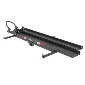 lot 29635 image: Black Widow Motorcycle Hitch Carrier with Ramp  Class III or IV  600 lb Capacity - Retail $330