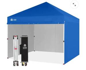 lot 29639 image: Crown Shades 10x10ft Canopy with 4 Sidewalls, Blue - Retail $300