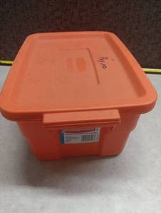 lot 3005 image: Rubbermaid 3-Gallon Orange Plastic Storage Box with Lid