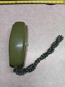 lot 3037 image: Green Rotary Telephone Handset with Coiled Cord Ambulance Police