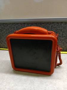 lot 3039 image: Orange Rotary Dial Telephone with Handset and Cord
