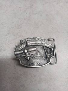 lot 3062 image: Freedom Through Communication 1985 Belt Buckle Limited Edition Telephone Pioneers
