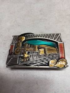 lot 3093 image: Bergamot Brass Works 1983 Train Locomotive Belt Buckle