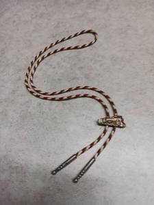 lot 3104 image: Locomotive Whistle Cord Lanyard Red Cream Twisted Rope Metal Ends