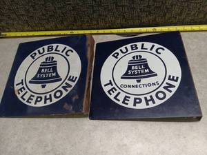 lot 3105 image: Bell System Public Telephone Signs Lot of 2