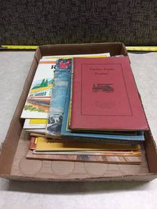lot 3112 image: Lot of vintage books magazines steam tractors railroads Lionel Pike planning kit