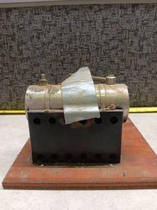 lot 3116 image: Jensen Mfg. Co. Toy Steam Engine 115V AC or DC 450 Watts 4 Amp Wood Base