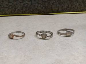 lot 3119 image: Lot of 3 Womens Bracelet Watches with Mesh Bands