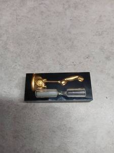 lot 3120 image: Movelty Desk Sand Timer Embedded in a Black Lucite or Acrylic Block