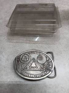 lot 3124 image: Telephone Pioneers of America Sunflower Chapter #62 Belt Buckle No. 75 of 1500 1984 Limited Edition