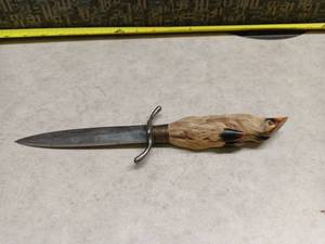 lot 3133 image: Ignaz Roslers Schme Czechoslovakia Hunting Knife with Animal Handle