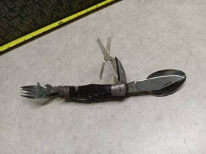lot 3135 image: Multi-tool Folding Knife with Fork Spoon Scissors Blade