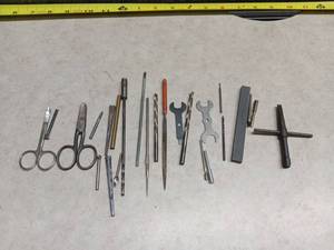 lot 3147 image: Lot of Hand Tools Wrenches Scissors Drills Punches and Accessories