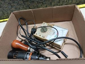 lot 3156 image: Vintage Test Equipment Lot with Multimeters, Soldering Iron, and Probes