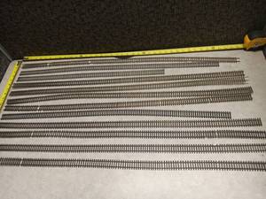 lot 3215 image: Lot of Approx. 12 Model Railroad Flex Track Sections w Brass-Colored Rail