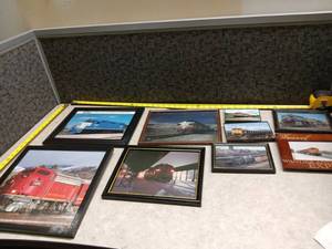 lot 3223 image: Lot of 9 Framed Railroad Locomotive Photographs Various Frame Sizes and Styles