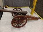 Miniature Cannon Model with Two Wheels and Wood Base