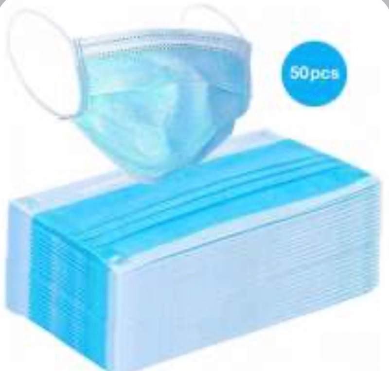 lot 66 image: Bundle of 5 Boxes Disposable Protective Face Masks, 3-Ply Earloop, 50 Pack per Box