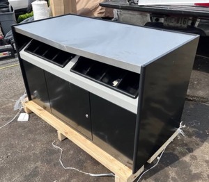 lot 18 image: Quality Super-wide Utility Bar Stand- Stainless steel Top - Lockable Storage Approx. 36 x 30 x 48