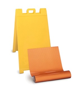lot 82 image: 48 A-Frame Street Sign - Add Any Sign Etc - 130-Y Signicade Yellow (orange wrap not included)