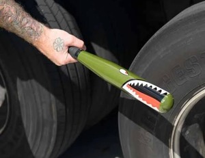 lot 81 image: Bundle of 2 Aluminum Tire Checker Bat 17 Inch - Military Green P-40 Warhawk Shark Mouth - Easily Used for other Hitting Purposes, Fun Mini Bat