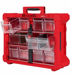 lot 10 image: 48-22-8433 Tool Storage Bin for Milwaukee PACKOUT Tilt Bin Organizer Lenght 15.2 in Width 19.7 in Height 6.7 in - Retail $209