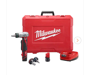 lot 36 image: M12 12-Volt Lithium-Ion Cordless ProPEX Expansion Tool Kit with (2) 1.5Ah Batteries, (3) Expansion Heads and Hard Case - Retail $499