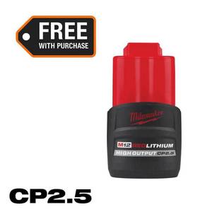 lot 55 image: Milwaukee 48-11-2425 12V Lithium-Ion Hight Output CP2.5Ah Battery - Retail $118