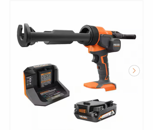lot 86 image: Ridgid 18V Cordless 10 oz. Caulk Gun and Adhesive Gun Kit with (1) 2.0 Ah Battery and Charger - Retail $149