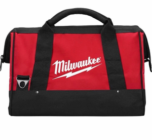 lot 93 image: Milwaukee 17 Inch Heavy Duty Canvas Tool Bag with 6 Interior Pockets, Reinforced Bottom, and Strap Ring (Shoulder Strap Not Included) - Retail $35