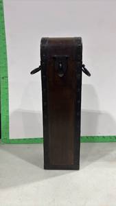 lot 1001 image: Wine Box with Hinged Lid made from Wood and Metal. 15 inches tall
